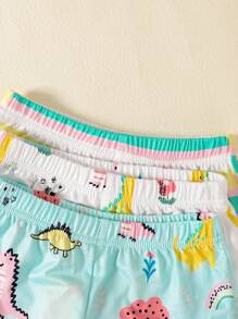 BrownBark 6 قطع/مجموعة ملابس كاجوال للبنات، ملابس علوية بطبعة ديناصور+توب أكمام قصيرة+شورت كاجوال، ملابس منزلية مريحة للأطفال