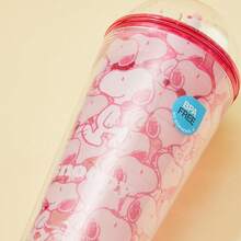 Miniso 1 pieza Taza con pajita y tapa de burbuja de la serie Snoopy, de doble capa de plástico, 600ml/20.29oz, diseño creativo de botella de agua, aislamiento de doble capa, diseño a prueba de fugas, compañero de hidratación perfecto para estudiantes y trabajadores de oficina - Multicolor - Ver 5