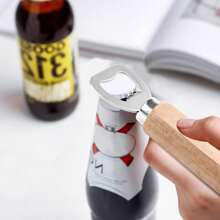 3Pcs Wooden Bottle Opener, Stainless Steel Bottle Opener And Keychain Beer Bottle Opener, Bottle Opener For Bar, Kitchen, Camping, Party, Gifts For Men