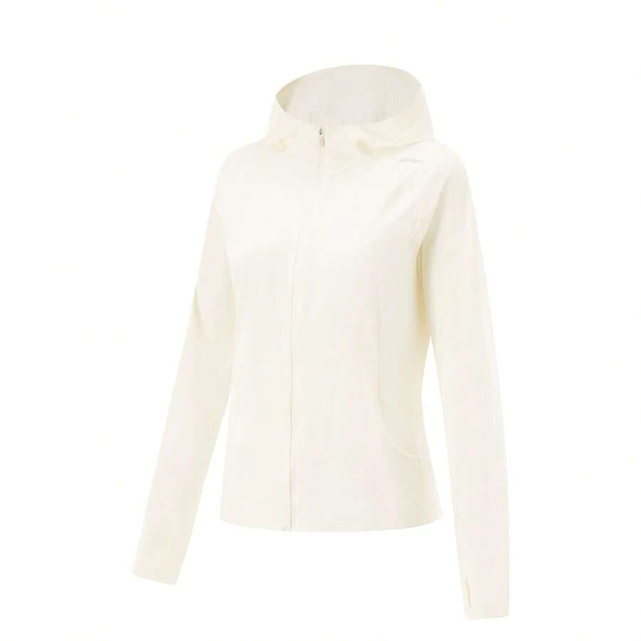 LI-NING Women's Lightweight Hooded Jacket - Windproof Breathable Outdoor Sports Jacket AFDV286 AFDVK54 - Milky - View 1