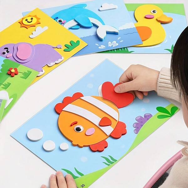 Pegatinas de goma 3D, juegos DIY divertidos para niños, acabados mates, de un solo uso, calcomanías hechas a mano de EVA para manualidades, con formas de autos y animales, excelentes para proyectos DIY, manualidades educativas | Calcomanías 3D | Calcomanías hechas a mano, pegatinas de vinilo, ¡también es un gran regalo!