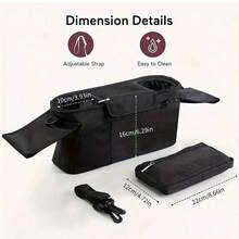 婴儿推车管理器配有防滑带和隔热杯架，手机婴儿推车袋，适用于婴儿、婴儿慢跑车、Britax、BOB、雨伞和宠物推车以及其他婴儿推车 - 彩色 - 查看 7