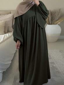 1 Set Sleeveless Undershirt + Open Abaya, Made Of Skin-Friendly Crinkle Chiffon Fabric, Breathable, Suitable For Muslim Women's Daily Wear, Can Be Used In Spring, Summer And Autumn - Multicolor - View 9