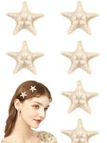 10pcs/Set Resin Shell Pearl Starfish Hair Clips Set, Acrylic Women Hair Accessories Headpiece Beach Wedding Decor (Charming) Claw Clips Hair Claws Hair Barrettes