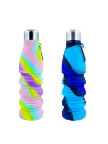 1pc500ml Silicone Sports Kettle Outdoor Camo Creative Travel Water Bottle, Portable Straight Drink Collapsible Cup Silicone Telescopic Bottle - Multicolor - View 4