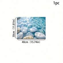 1pc Home Decor, Realistic 3D Visual Effect Illusion Stone Design High Definition Printed Pool Water Pattern Non-Slip Bathroom Mat, Absorbent Machine Washable Polyester Carpet For Bedroom, Living Room Entryway, Camping Picnic Mat, Coaster - Blue - View 13