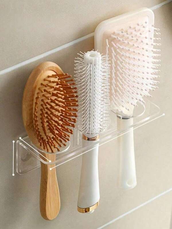 Soporte de pared para peines de plástico acrílico transparente, sin necesidad de taladrar, organizador para cepillos de cabello y artículos de tocador, organizador transparente para peines y artículos de tocador, para tocador, regalo de Navidad, regalo de Halloween