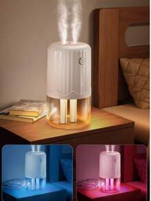 Dual-Nozzle Humidifier For Home Use – Silent Operation, Office & Bedroom Compatible, Constant Humidity, Dual-Core Large Mist Output, Safe For Nursery, Cold & Hot Mist Dual Modes, Smart Touch Control, Aromatherapy Function, Anti-Dry Burn Protection, With Colorful Night Light – Suitable For Home, Car, And Office Desktop USB-Powered - Multicolor - View 6
