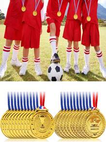 1/5/10/20/30 piezas Medallas de premio de plástico dorado a granel con patrón de corona para deportes, juegos, competiciones, de vuelta a la escuela, regalos de fiesta y decoraciones para el comienzo de la temporada escolar