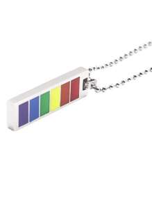 1pc Titanium Steel Plain Rectangle Necklace, Multicolor Unisex Couples Necklace, Personalized Men Accessories, Suitable For Music Festival & Daily Wear