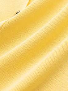 女式休闲奶油黄色纽扣前针织背心 - 黃色 - 查看 5