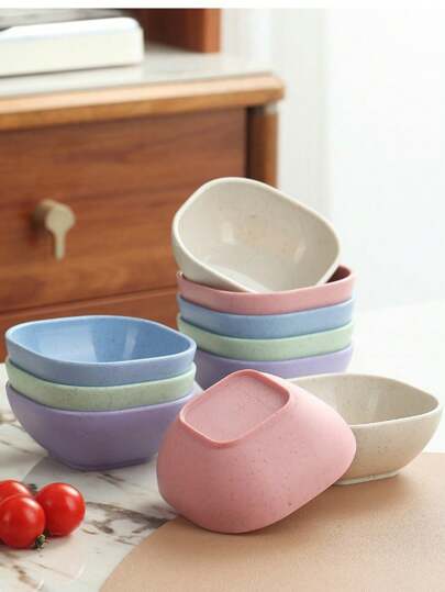 6pcs Square Dessert Bowls - Polypropylene (PP) Dip Bowls, Rust-Proof, Home Kitchen And Restaurant Condiment, Jam, Side Dish Serving Set