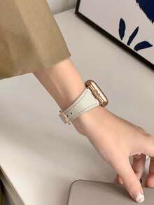 Huastonband 1件裝時尚女款手錶錶帶 黑色柔軟舒適超薄纖細女士錶帶 Ultra3 2 1 SE S10 S9 S8 S7 S6 S5 S4 S3 S2 S1 系列 金屬裝飾黑色錶帶 38mm 40mm 42mm 44mm 45mm 46mm 49mm 相容手錶錶帶 - 白色 - 查看 9