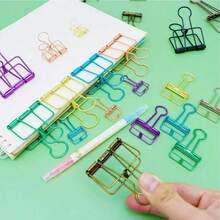 10/5个金属文件夹，空心长尾笔记本夹，办公及学校用品文件整理夹，书夹，便签夹，固定夹，文具美术夹，绘画固定夹，夹子 - 彩色 - 查看 6