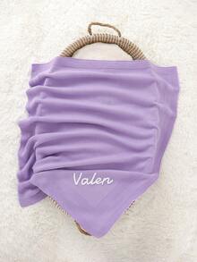 1pc Customizable Handmade Embroidered Name Kid's Knit Blanket, Casual, Suitable For All Seasons - Multicolor - View 9