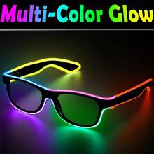 LED无线发光眼镜，多色发光霓虹灯眼镜，无线款式，USB充电，三种光源闪烁模式，适合狂欢派对EDM、万圣节 - 彩色 - 查看 2