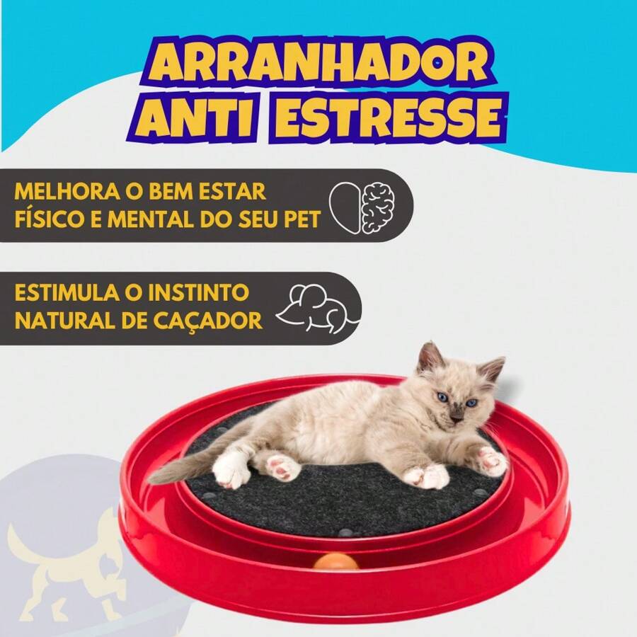 Arranhador Gato Interativo Antiestresse para Gatos Cat Relax c/ Bolinha Varias Cores Bichano Gatinho