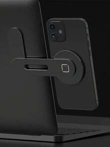 1pc Adjustable Aluminum Laptop Stand With Magnetic Phone Holder - Slim Foldable Side Mount Clip For I Phone & All Phones, Portable Computer Expansion Bracket