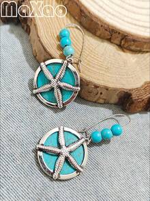 Women's Turquoise Vacation Beach Style Earrings, Suitable For Daily Wear - Beach Style Turquoise Earrings - View 15