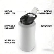 Goals 64 Fl Oz. Half Gallon Stainless Steel Jug Water Bottle, White - White - View 2