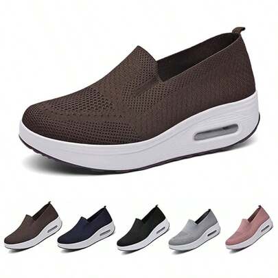 Zapatillas Ortopédicas para Mujer, Malla elástica con cojín de aire sin cordones zapatos para caminar con plataforma de aire, Zapatillas de Correr Cómodos, Transpirables, Ligeros y Antideslizantes