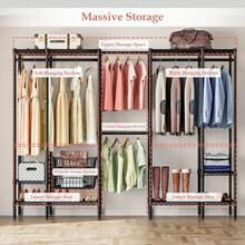 KZOBYD Extendable Clothes Rails Coat Rails Coat Stand With Pullout Baskets Heavy Duty Clothing Garment Rack Freestanding Wardrobe Closet Organizer Clothing Rack With Adjustable Shees Black - Black - View 2