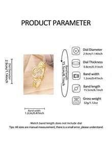 1pc Graduation Digital Small Disc Girls Steel Strap Watch And 1pc Bracelet Jewelry Set For Ladies - Gold - View 5