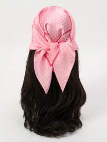 1pc Polka Dot & Plaid Printed Bandana, New Vintage Style Square Scarf, Women Breathable Sun Protection Headscarf, Neckerchief