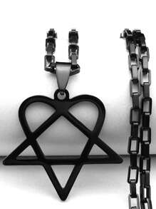 Colar em Aço Inoxidável com Estrela Heartagram em Estilo Hip Hop Rock para Mulheres e Homens, Corrente de Metal Preto de Banda Gótica Punk de Y2K