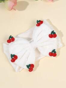 1pc Baby Headband, Fabric Cherry Decor Baby Headband, Cute Baby Daily Hair Accessory - Red and White - View 3