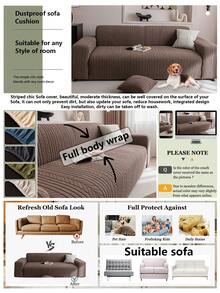 1pc All-Season Stretchy Sofa Cover, Anti-Slip Full Coverage Sofa Seat Cushion Slipcover, Machine Washable Dust-Proof Sofa Blanket, Pet-Friendly For Bedroom, Office, Living Room, Single/2/3/4 Seater - Brown - View 4