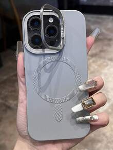 Luxury Camera Holder Full Coverage Magnetic Wireless Charge Phone Case Compatible With IPhone 17ProMax 17 Pro 17 Air 17 16 15 14 13 12 Pro Max 11 Shockproof Bumper Cases Cover - Grey - View 3