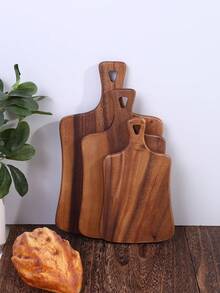 3pcs/1pc Teak Wooden Cutting Board, Steak Board, Bread Board, Cheese Board, Fruit Board - Brown - View 1