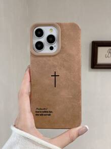 Retro Velvet Texture Cross Bible Verse Phone Case, Minimalist Religious Style Cross Christian Cool Phone Case, Christian Gift For Girlfriend/Boyfriend, Compatible With IPhone 17 Pro Max, 16, 16 Pro Max, 16 Pro, 16 Plus
