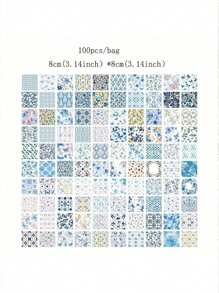 1 Book/100pcs Classic Floral Pattern Paper, 6 Styles, 100 Unique Patterns Options, Suitable For Scrapbook, Journal, Decoration, Memo, Origami, Stationery, Back To School Supplies, A Perfect Small Gift For Back To School