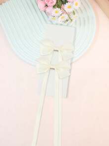 2pcs Kids/Girls Hair Clips With Long Bowknot, Matching Colors, Suitable For Everyday Use - Multicolor - View 8