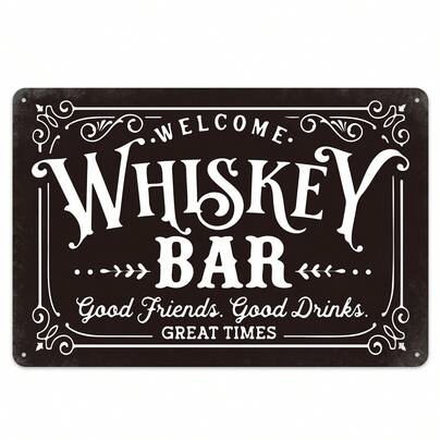 Whiskey Bar Vintage Metal Sign - Waterproof And Weather Resistant Dad's Bar Wall Decor For Home, Garden, Bars And Garage (7.87x11.81inch)