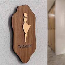 9.8 Inch Nordic Style Male Female Bathroom Sign With Self-Adhesive Back,Acrylic Imitation Wood Grain Technology,Easy Installation, British Style Acrylic Toilet Sign For Bathroom, Restroom, And Changing Room Best Gifts Birthday Graduation