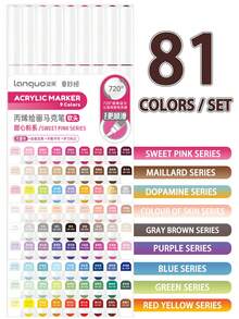 Languo 240 色软刷丙烯马克笔套装，DIY 手绘，绘画艺术马克笔，学生涂鸦丙烯颜料笔，非常适合返校使用