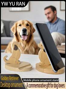 2 pezzi/1 pezzo Supporto per telefono/tablet a forma di cane in legno carino, porta oggetti multifunzione per scrivania, adatto per ufficio, tavolino da caffè, casa e giardino, interno ed esterno, ottimo regalo per vacanze, laurea, ritorno a scuola, Natale