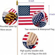 100 Pack Small American Flags On Stick, 4x6 Inch US Flags/Mini American Flags For Outside, Perfect For Independence Day, 4th Of July Decorations, Patriotic Holiday Yard Patio
