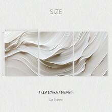 3pcs Neutral Beige Soft Tones Minimalist Wall Arts, Beige White Wave Abstract Prints, Brush Strokes Posters, Modern Wall Decor, Canvas Art For Living Room, Bedroom, Kitchen, Home Office, Cafe, Bar, Dorm, Hallway, Home And Room Decoration, Unframed - White - View 13