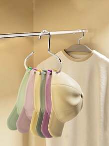 5pcs/Set Hat Holder Rack, Non-Slip Storage Holder Rack, Creative Round Ring Clothes Hanger Hook, Stainless Steel Wardrobe Hanging Hook For Hats, Suspenders, Ties, Scarves, Lingerie