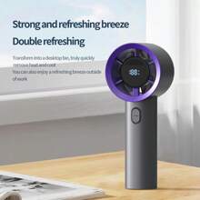 Portable Handheld Fan With Adjustable Speed, Turbo Mini,Rechargeable Battery. Personal Fan With Metal Body, Digital Display, Suitable For Women And Men's Travel/Camping/Outdoor Gifts
