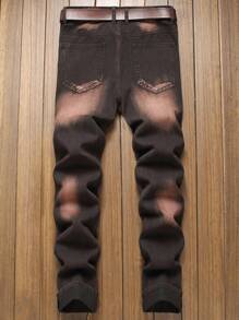 1pc Men's Black Street Style Comfortable Casual Jeans, Spring & Summer, Suitable For City Walking & Outdoor Activities