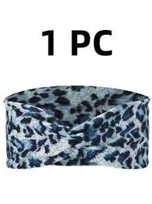 1/6pcs Elastane Fashion Leopard Print Yoga Headband - Wide Knot Sports Sweatband For Normal Hair Vintage Style Soft Stretchy Non-Slip Moisture-Wicking Leopard Print Headbands For Women - Stylish Sports Accessories For Running, Cycling, Gym