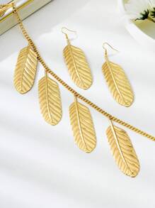 1 Set Collar colgante y pendientes únicos con textura exagerada de plumas para mujer, regalo para usar en playa y resort en verano