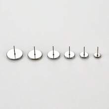 10Pcs Stainless Steel Flat Round Ear Studs Cabochon Setting Post Cup 6/8/10/12/14/16MM Blank Bezel Tray For DIY Earring Jewelry - Silver - View 10