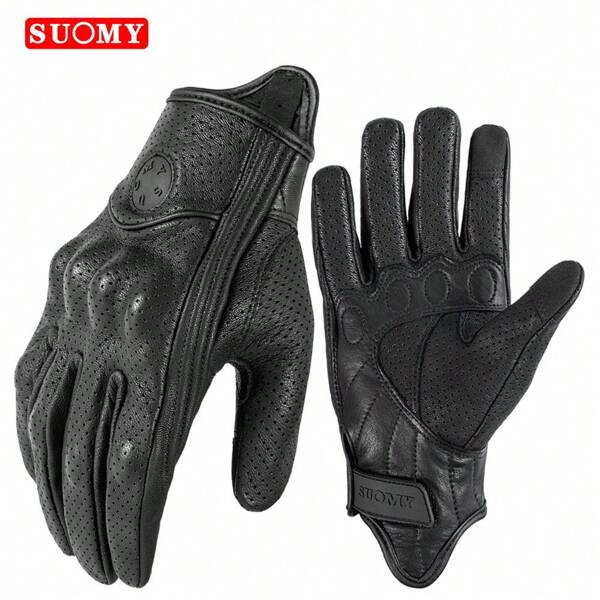 SUOMY Motocross Sports Protection Touch Screen Motorcycle Gloves Breathable Full Finger Racing Goat Leather Gloves For Outdoor Cycling