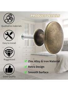 10 piezas de tiradores de gabinete vintage de bronce de 1.18 pulgadas de diámetro, aptos para gabinetes de cocina y muebles del hogar